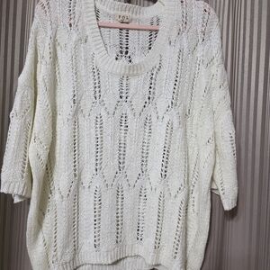 POL Women's Cream Knit V-Neck Sweater